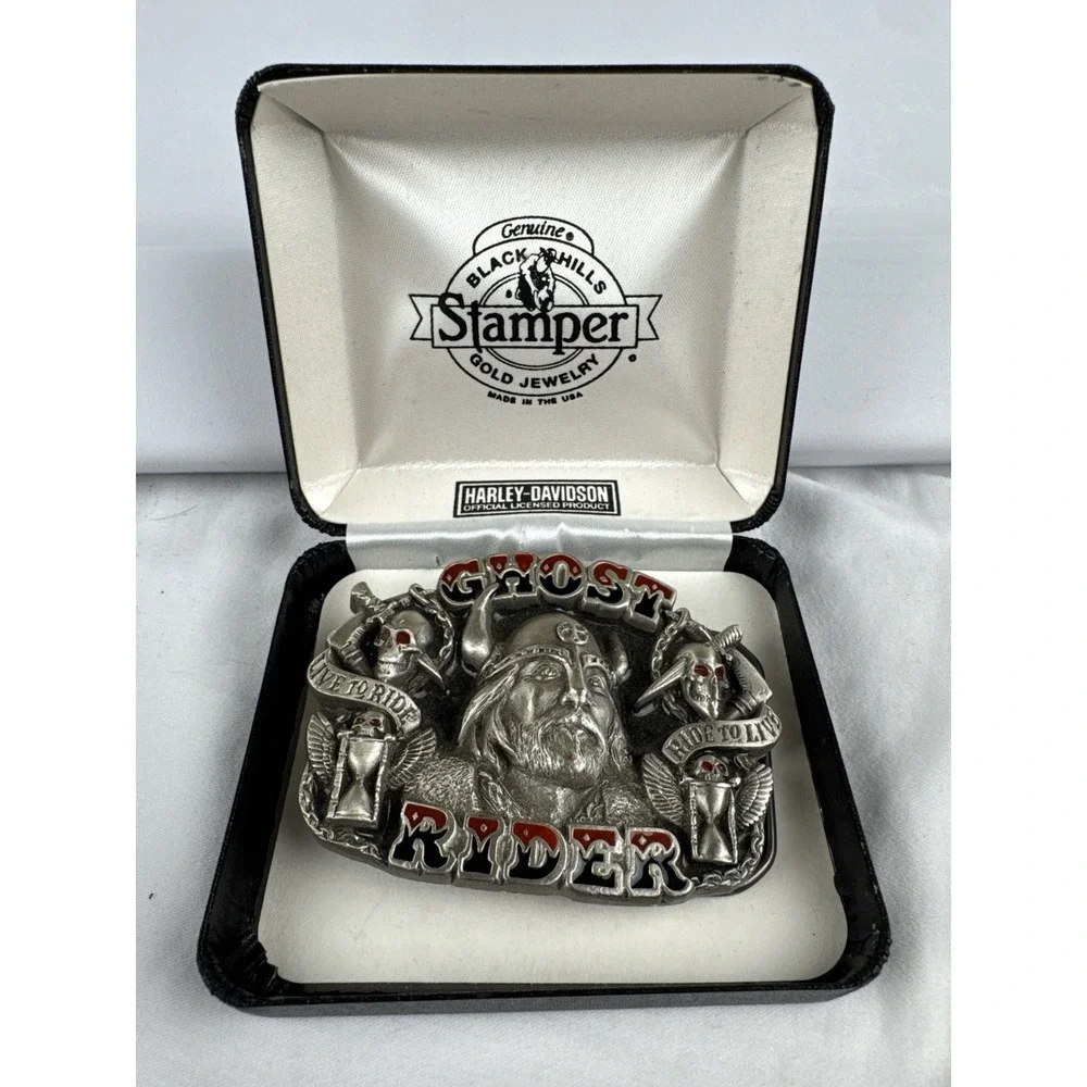 Vintage 1995 Harley Davidson Ghost Rider Belt Buckle DD201 UK w Box